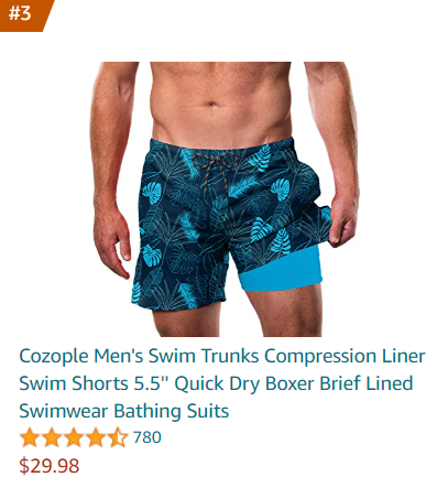 Cozople Men's Swim Trunks Compression Liner Swim Shorts 5.5